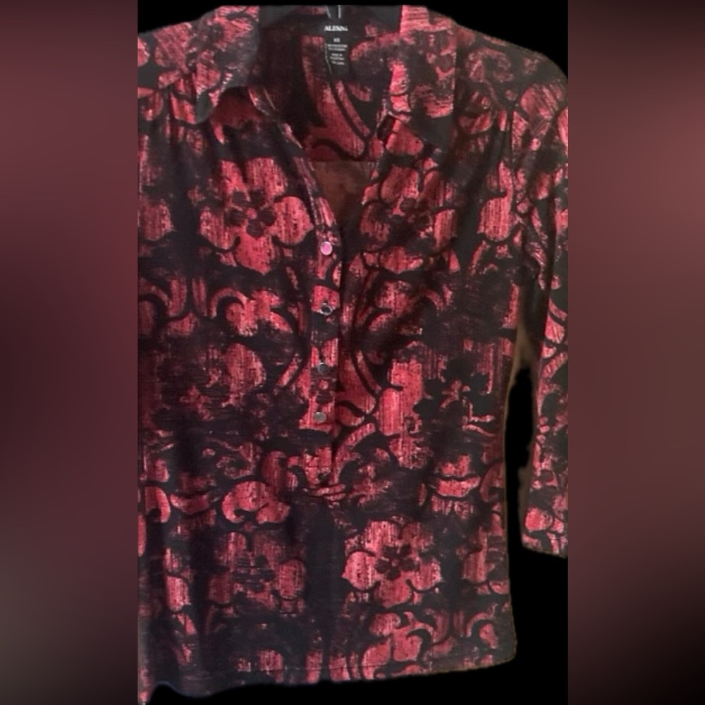 Alfani button down blouse with floral pattern
